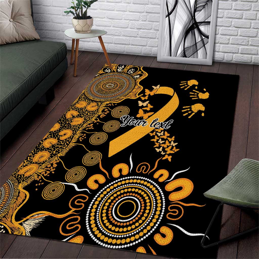 Childhood Cancer Awareness Personalised Area Rug Aboriginal Ribbon Dot Painting