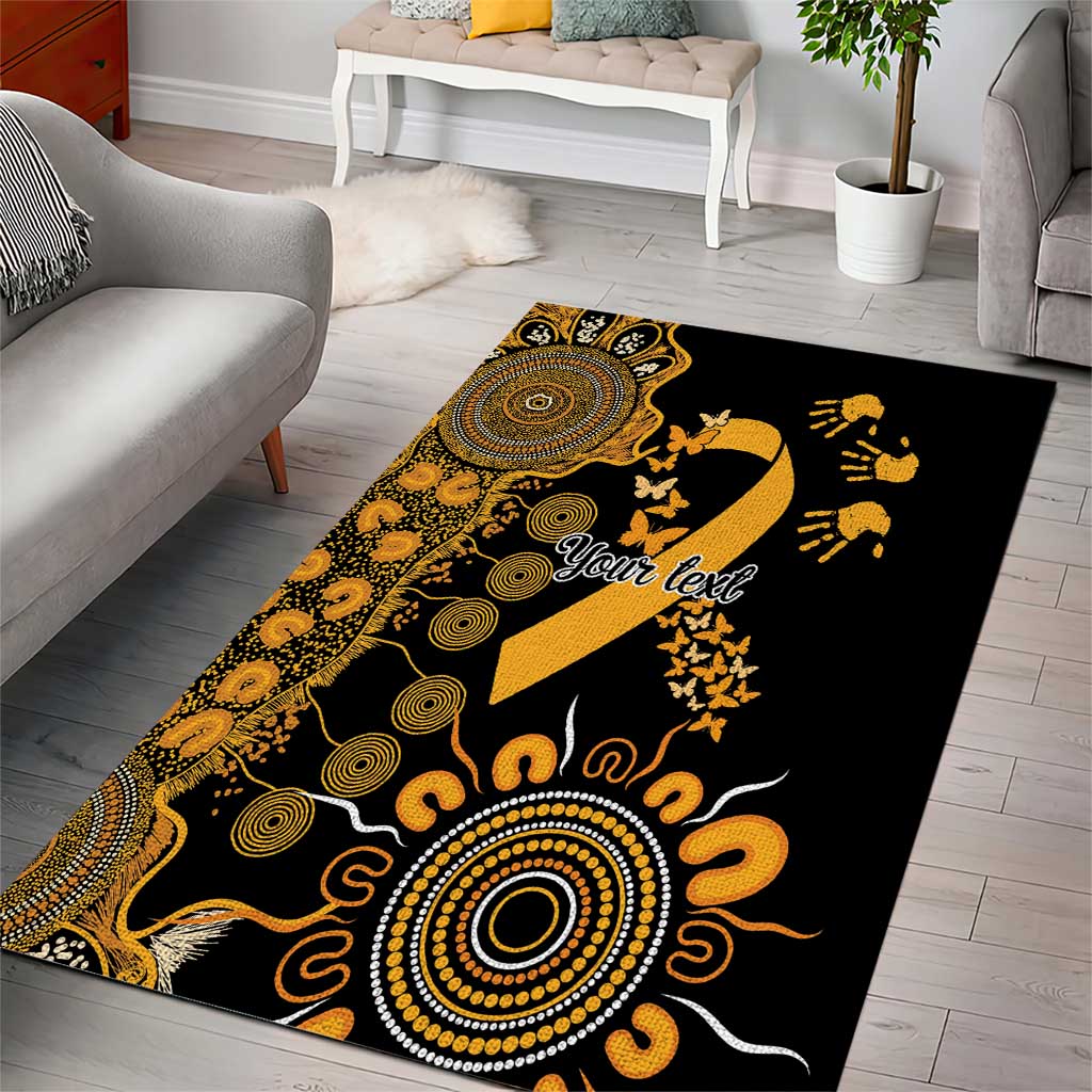 Childhood Cancer Awareness Personalised Area Rug Aboriginal Ribbon Dot Painting