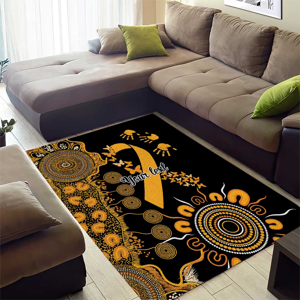 Childhood Cancer Awareness Personalised Area Rug Aboriginal Ribbon Dot Painting