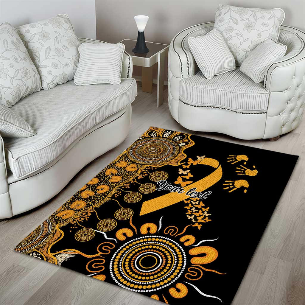 Childhood Cancer Awareness Personalised Area Rug Aboriginal Ribbon Dot Painting
