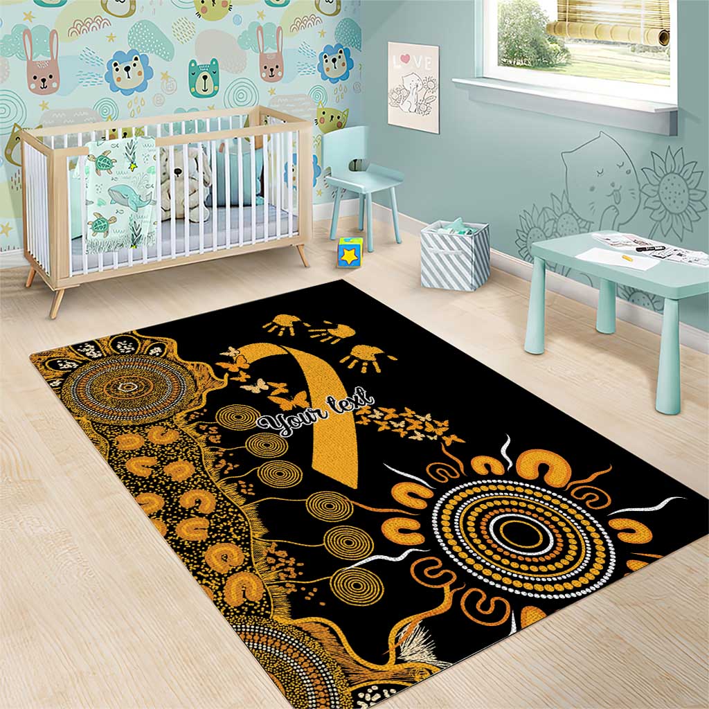 Childhood Cancer Awareness Personalised Area Rug Aboriginal Ribbon Dot Painting