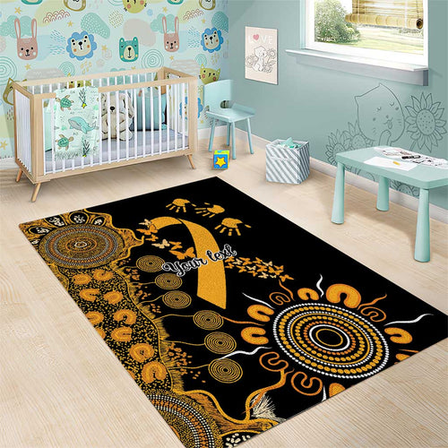 Childhood Cancer Awareness Personalised Area Rug Aboriginal Ribbon Dot Painting