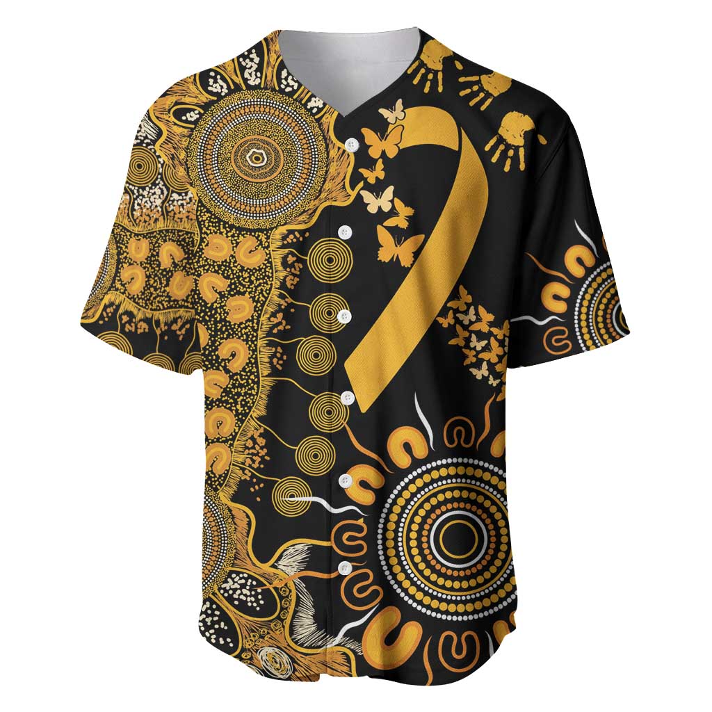 Childhood Cancer Awareness Personalised Baseball Jersey Aboriginal Ribbon Dot Painting