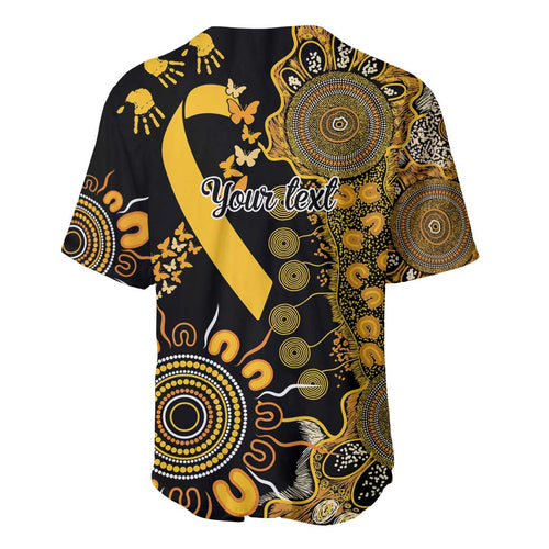 Childhood Cancer Awareness Personalised Baseball Jersey Aboriginal Ribbon Dot Painting