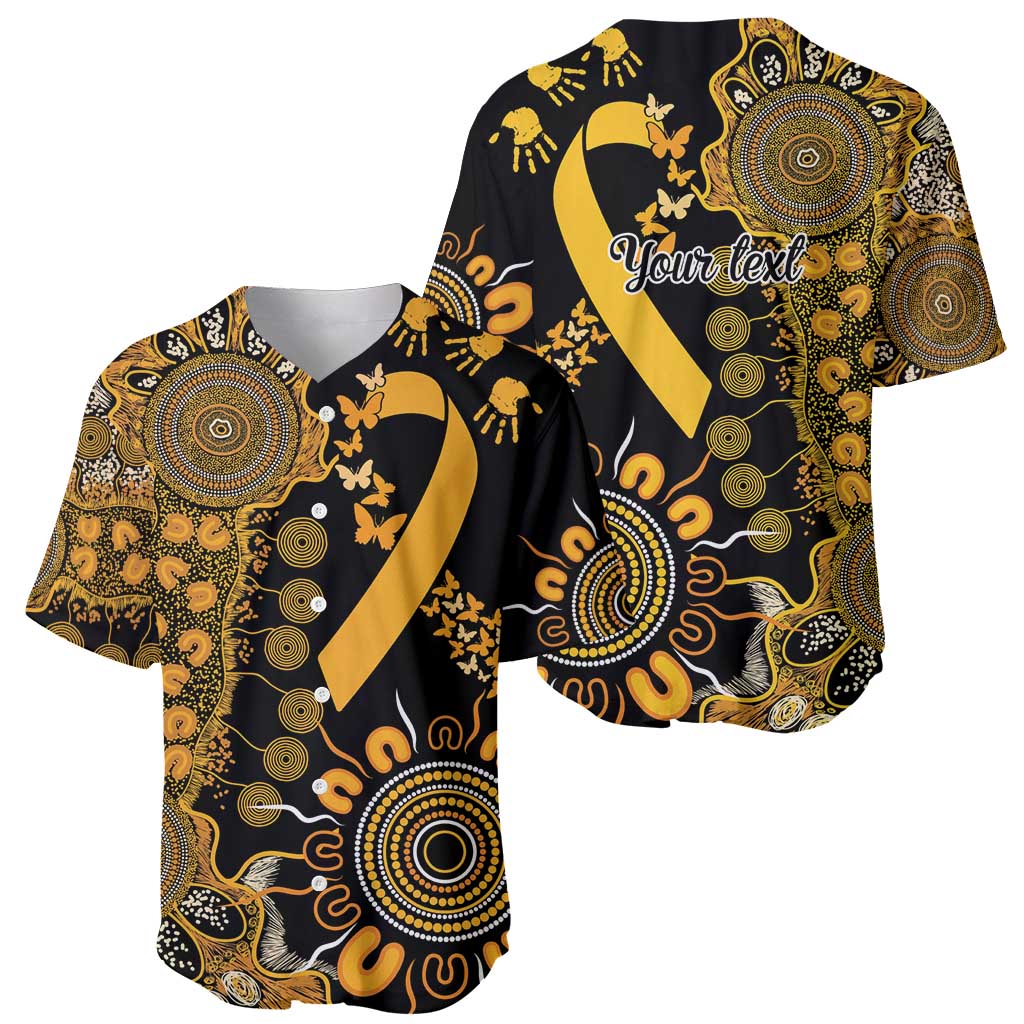 Childhood Cancer Awareness Personalised Baseball Jersey Aboriginal Ribbon Dot Painting