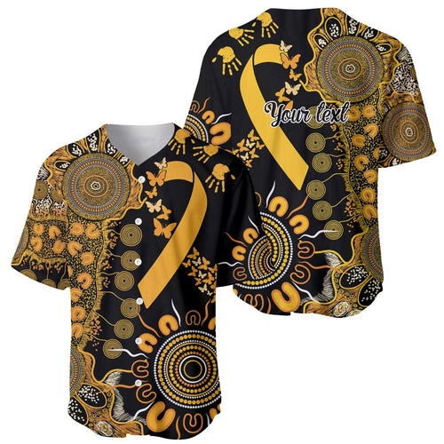 Childhood Cancer Awareness Personalised Baseball Jersey Aboriginal Ribbon Dot Painting