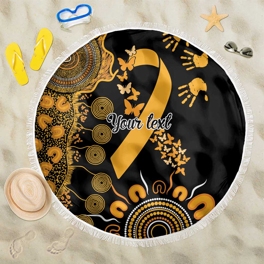 Childhood Cancer Awareness Personalised Beach Blanket Aboriginal Ribbon Dot Painting