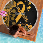 Childhood Cancer Awareness Personalised Beach Blanket Aboriginal Ribbon Dot Painting