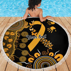 Childhood Cancer Awareness Personalised Beach Blanket Aboriginal Ribbon Dot Painting