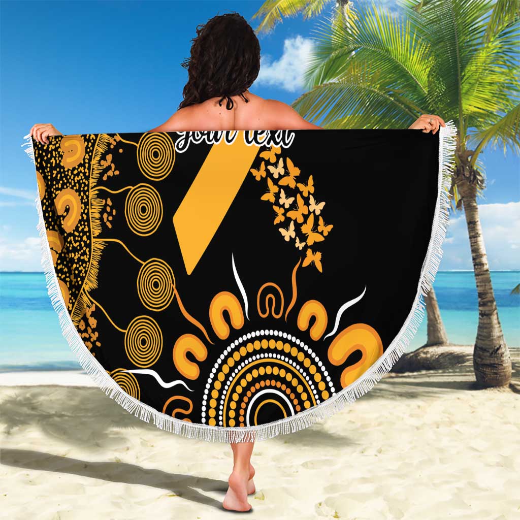 Childhood Cancer Awareness Personalised Beach Blanket Aboriginal Ribbon Dot Painting