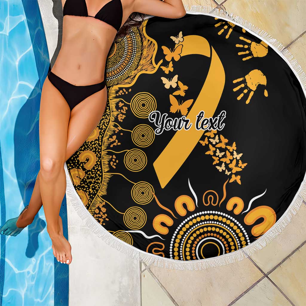 Childhood Cancer Awareness Personalised Beach Blanket Aboriginal Ribbon Dot Painting