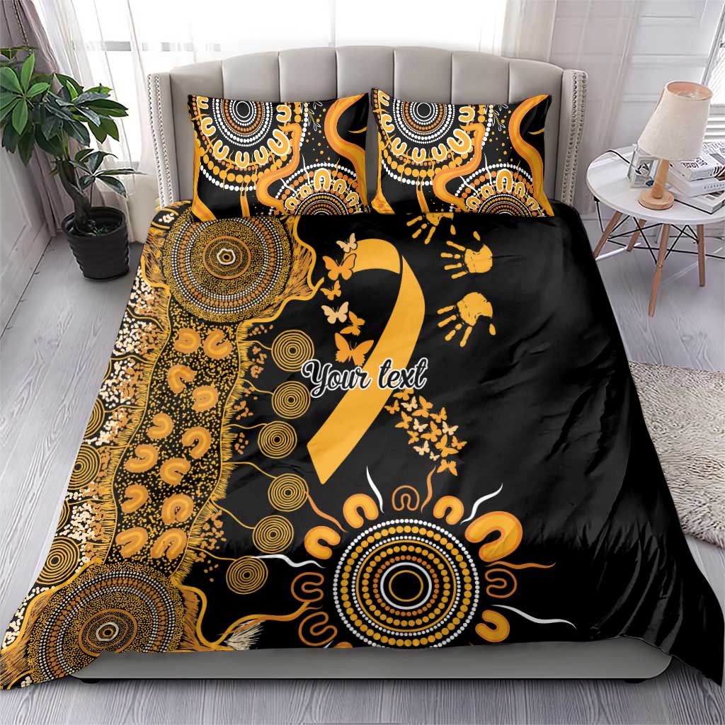 Childhood Cancer Awareness Personalised Bedding Set Aboriginal Ribbon Dot Painting