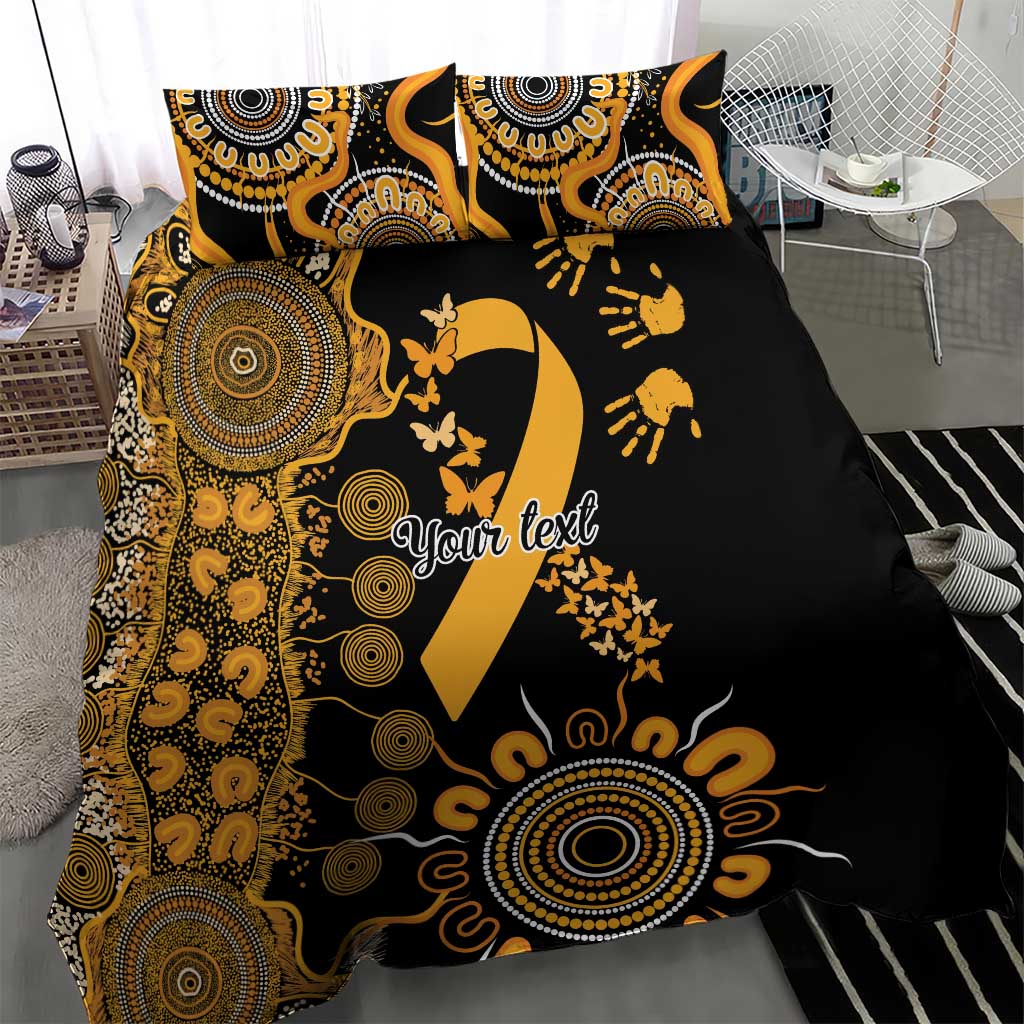 Childhood Cancer Awareness Personalised Bedding Set Aboriginal Ribbon Dot Painting