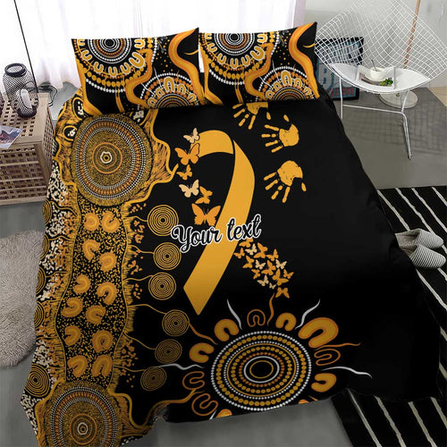 Childhood Cancer Awareness Personalised Bedding Set Aboriginal Ribbon Dot Painting