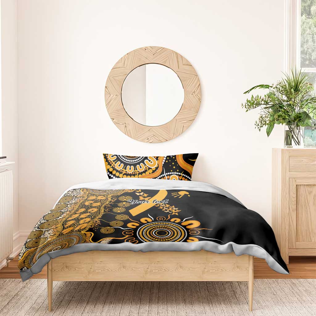 Childhood Cancer Awareness Personalised Bedding Set Aboriginal Ribbon Dot Painting