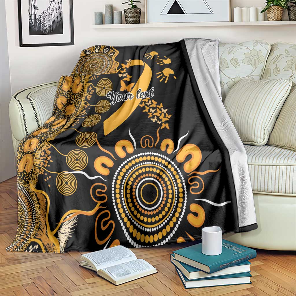 Childhood Cancer Awareness Personalised Blanket Aboriginal Ribbon Dot Painting