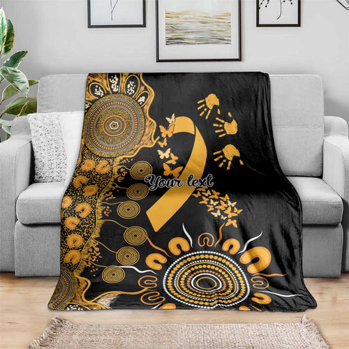 Childhood Cancer Awareness Personalised Blanket Aboriginal Ribbon Dot Painting