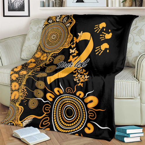 Childhood Cancer Awareness Personalised Blanket Aboriginal Ribbon Dot Painting