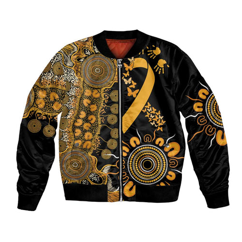 Childhood Cancer Awareness Personalised Bomber Jacket Aboriginal Ribbon Dot Painting