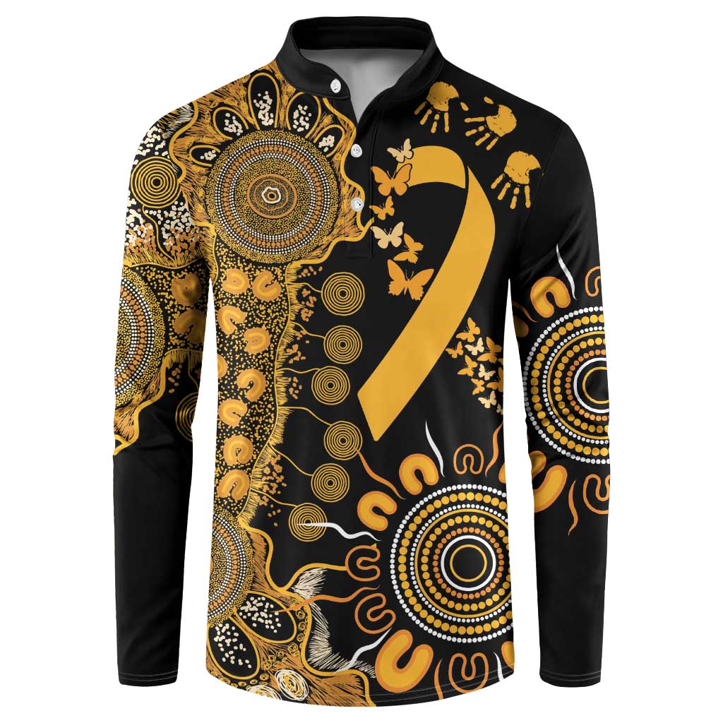 Childhood Cancer Awareness Personalised Button Sweatshirt Aboriginal Ribbon Dot Painting