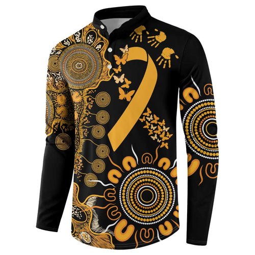 Childhood Cancer Awareness Personalised Button Sweatshirt Aboriginal Ribbon Dot Painting