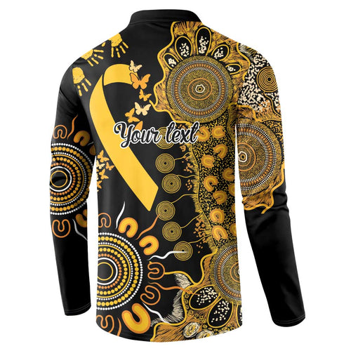 Childhood Cancer Awareness Personalised Button Sweatshirt Aboriginal Ribbon Dot Painting