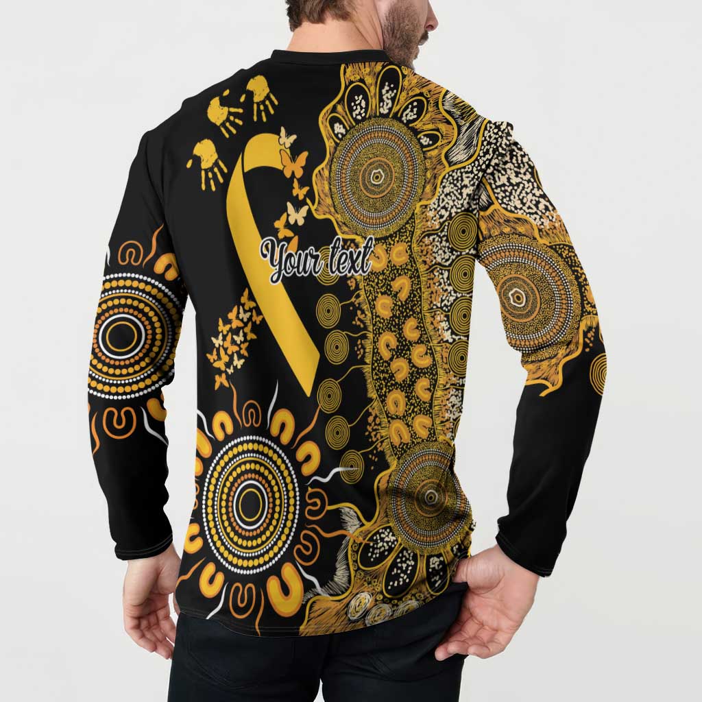 Childhood Cancer Awareness Personalised Button Sweatshirt Aboriginal Ribbon Dot Painting