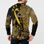 Childhood Cancer Awareness Personalised Button Sweatshirt Aboriginal Ribbon Dot Painting