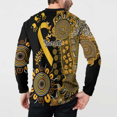 Childhood Cancer Awareness Personalised Button Sweatshirt Aboriginal Ribbon Dot Painting