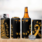 Childhood Cancer Awareness Personalised 4 in 1 Can Cooler Tumbler Aboriginal Ribbon Dot Painting