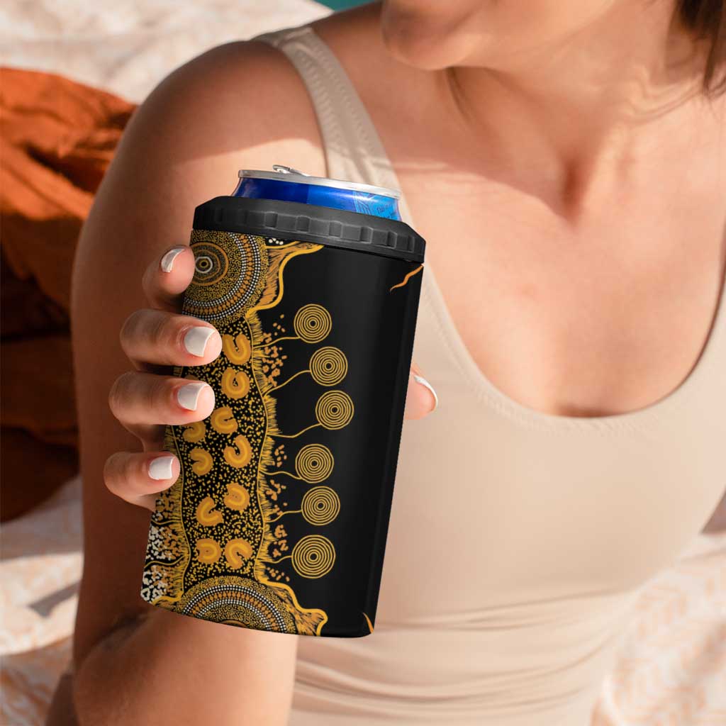 Childhood Cancer Awareness Personalised 4 in 1 Can Cooler Tumbler Aboriginal Ribbon Dot Painting