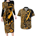 Childhood Cancer Awareness Personalised Couples Matching Long Sleeve Bodycon Dress and Hawaiian Shirt Aboriginal Ribbon Dot Painting