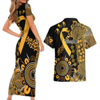 Childhood Cancer Awareness Personalised Couples Matching Short Sleeve Bodycon Dress and Hawaiian Shirt Aboriginal Ribbon Dot Painting