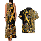 Childhood Cancer Awareness Personalised Couples Matching Tank Maxi Dress and Hawaiian Shirt Aboriginal Ribbon Dot Painting
