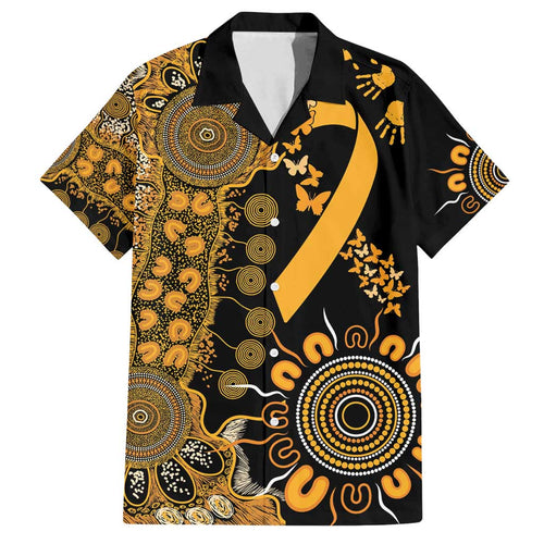 Childhood Cancer Awareness Personalised Family Matching Long Sleeve Bodycon Dress and Hawaiian Shirt Aboriginal Ribbon Dot Painting