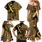 Childhood Cancer Awareness Personalised Family Matching Mermaid Dress and Hawaiian Shirt Aboriginal Ribbon Dot Painting