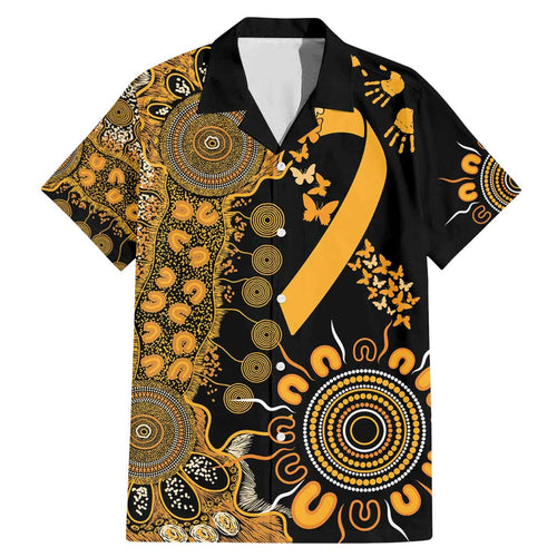 Childhood Cancer Awareness Personalised Family Matching Mermaid Dress and Hawaiian Shirt Aboriginal Ribbon Dot Painting
