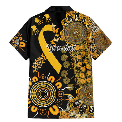Childhood Cancer Awareness Personalised Family Matching Mermaid Dress and Hawaiian Shirt Aboriginal Ribbon Dot Painting