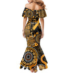 Childhood Cancer Awareness Personalised Family Matching Mermaid Dress and Hawaiian Shirt Aboriginal Ribbon Dot Painting