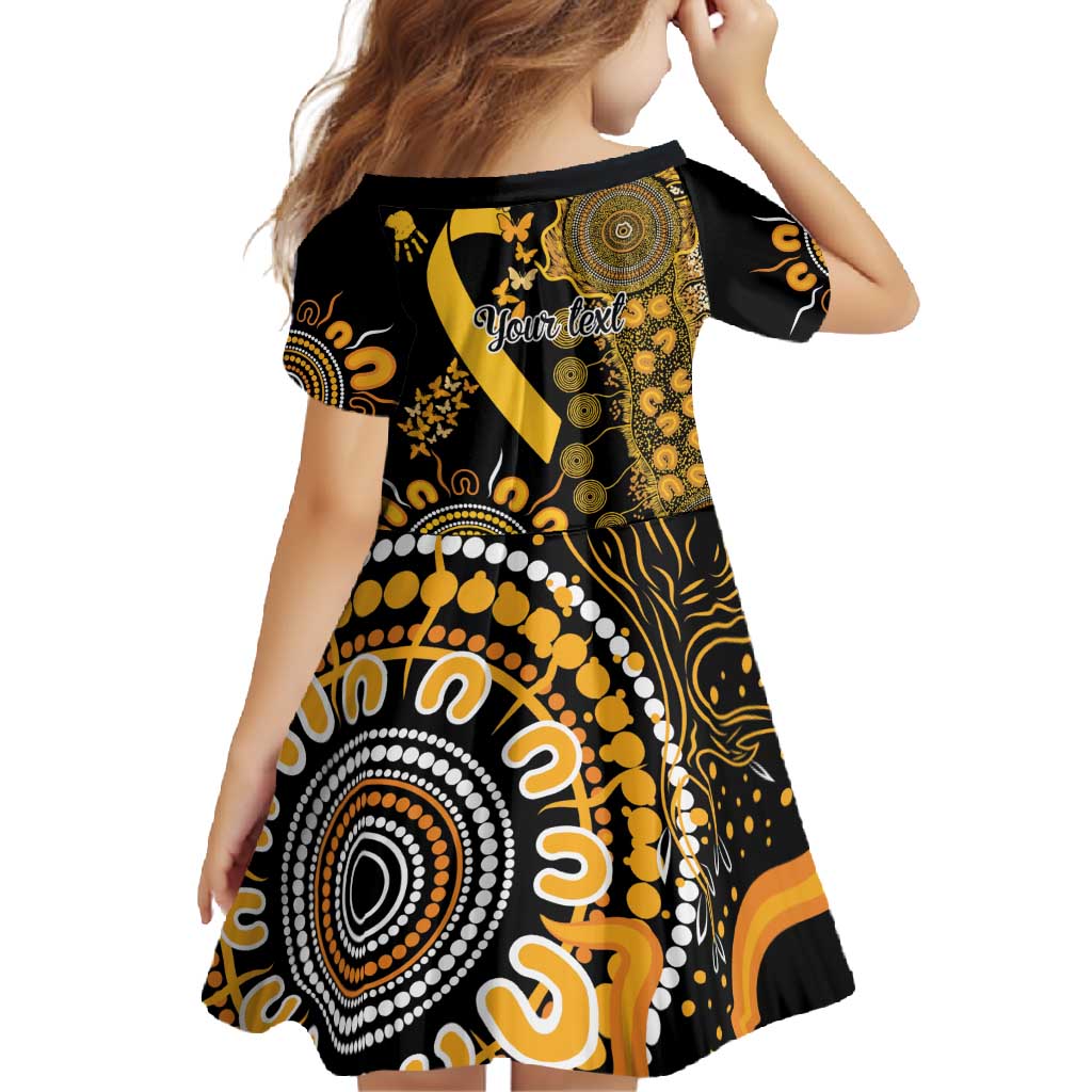 Childhood Cancer Awareness Personalised Family Matching Off Shoulder Maxi Dress and Hawaiian Shirt Aboriginal Ribbon Dot Painting