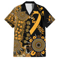 Childhood Cancer Awareness Personalised Family Matching Off Shoulder Maxi Dress and Hawaiian Shirt Aboriginal Ribbon Dot Painting