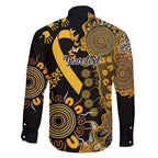 Childhood Cancer Awareness Personalised Family Matching Off Shoulder Short Dress and Hawaiian Shirt Aboriginal Ribbon Dot Painting