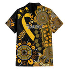 Childhood Cancer Awareness Personalised Family Matching Puletasi and Hawaiian Shirt Aboriginal Ribbon Dot Painting