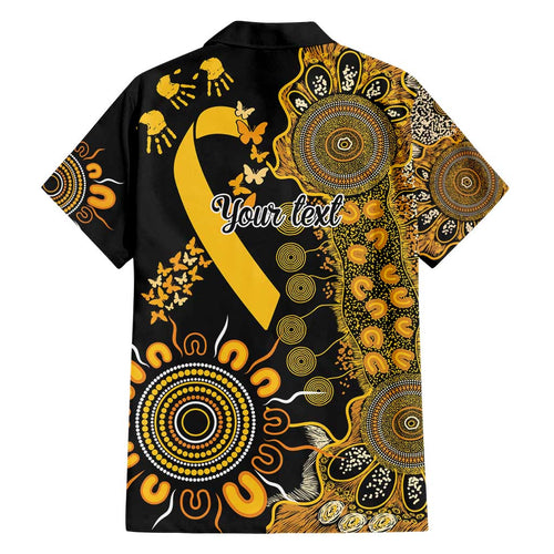 Childhood Cancer Awareness Personalised Family Matching Short Sleeve Bodycon Dress and Hawaiian Shirt Aboriginal Ribbon Dot Painting