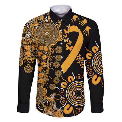 Childhood Cancer Awareness Personalised Family Matching Short Sleeve Bodycon Dress and Hawaiian Shirt Aboriginal Ribbon Dot Painting