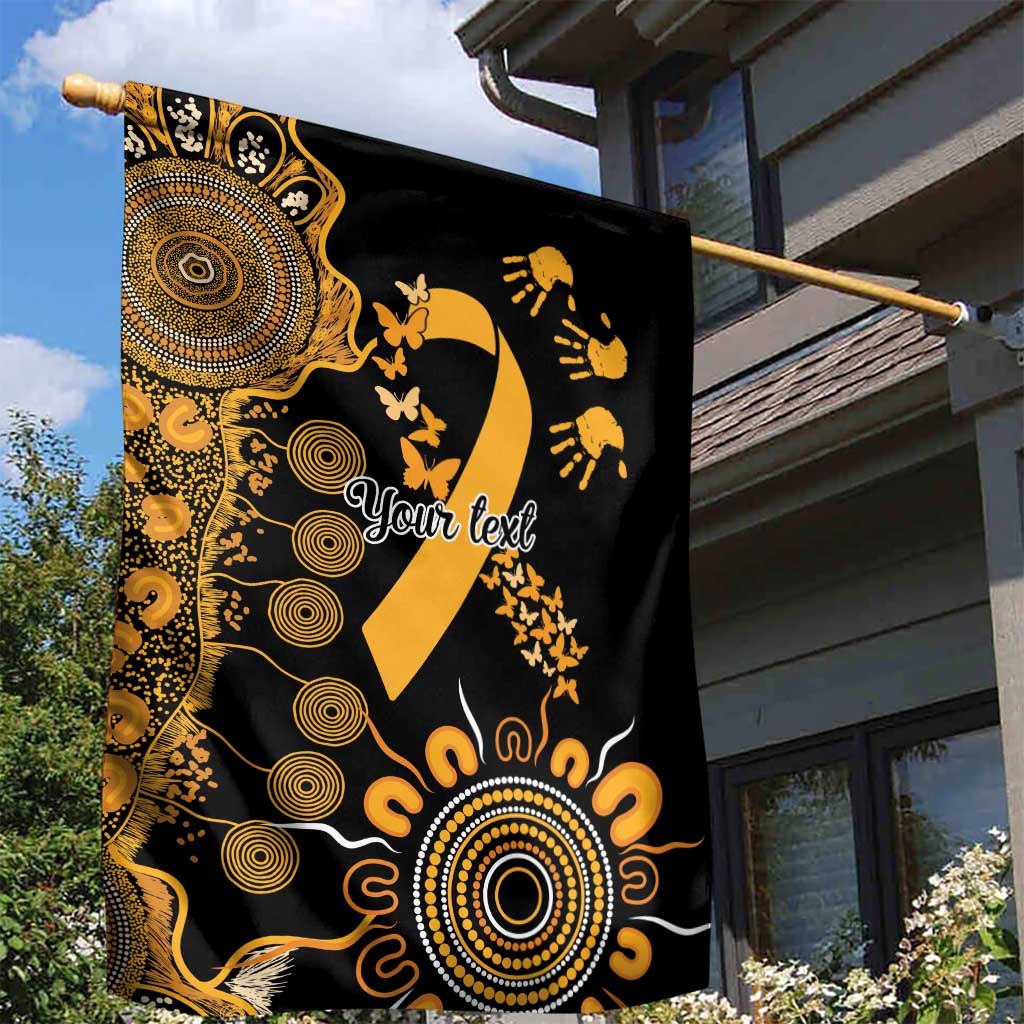 Childhood Cancer Awareness Personalised Garden Flag Aboriginal Ribbon Dot Painting