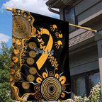 Childhood Cancer Awareness Personalised Garden Flag Aboriginal Ribbon Dot Painting