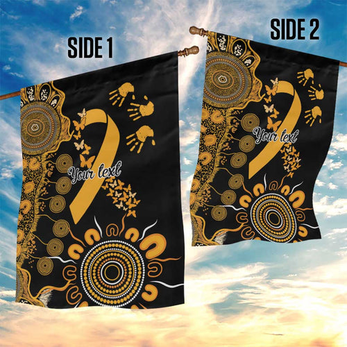 Childhood Cancer Awareness Personalised Garden Flag Aboriginal Ribbon Dot Painting