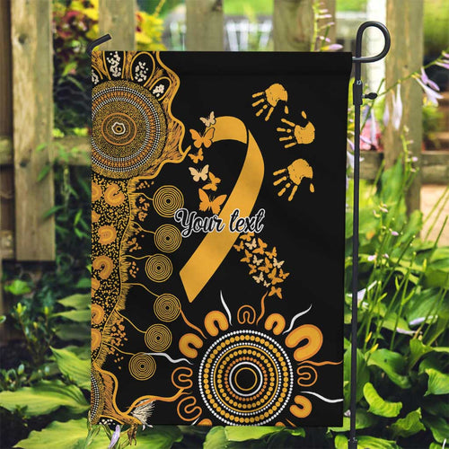 Childhood Cancer Awareness Personalised Garden Flag Aboriginal Ribbon Dot Painting