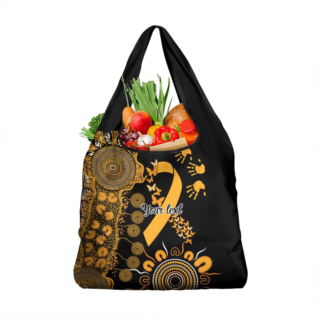 Childhood Cancer Awareness Personalised Grocery Bag Aboriginal Ribbon Dot Painting